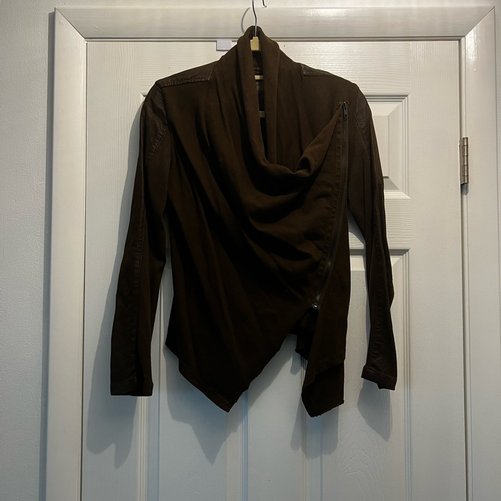 Mixed media brown jacket